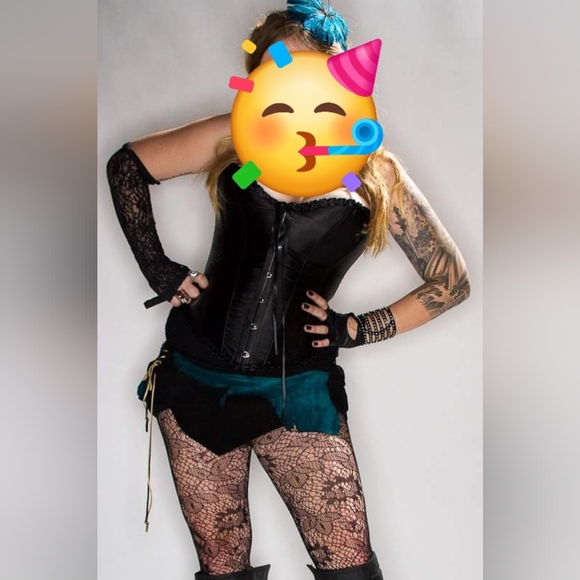 Black Living Dead Souls Satin Lace Up Corset XL - Picture 3 of 7